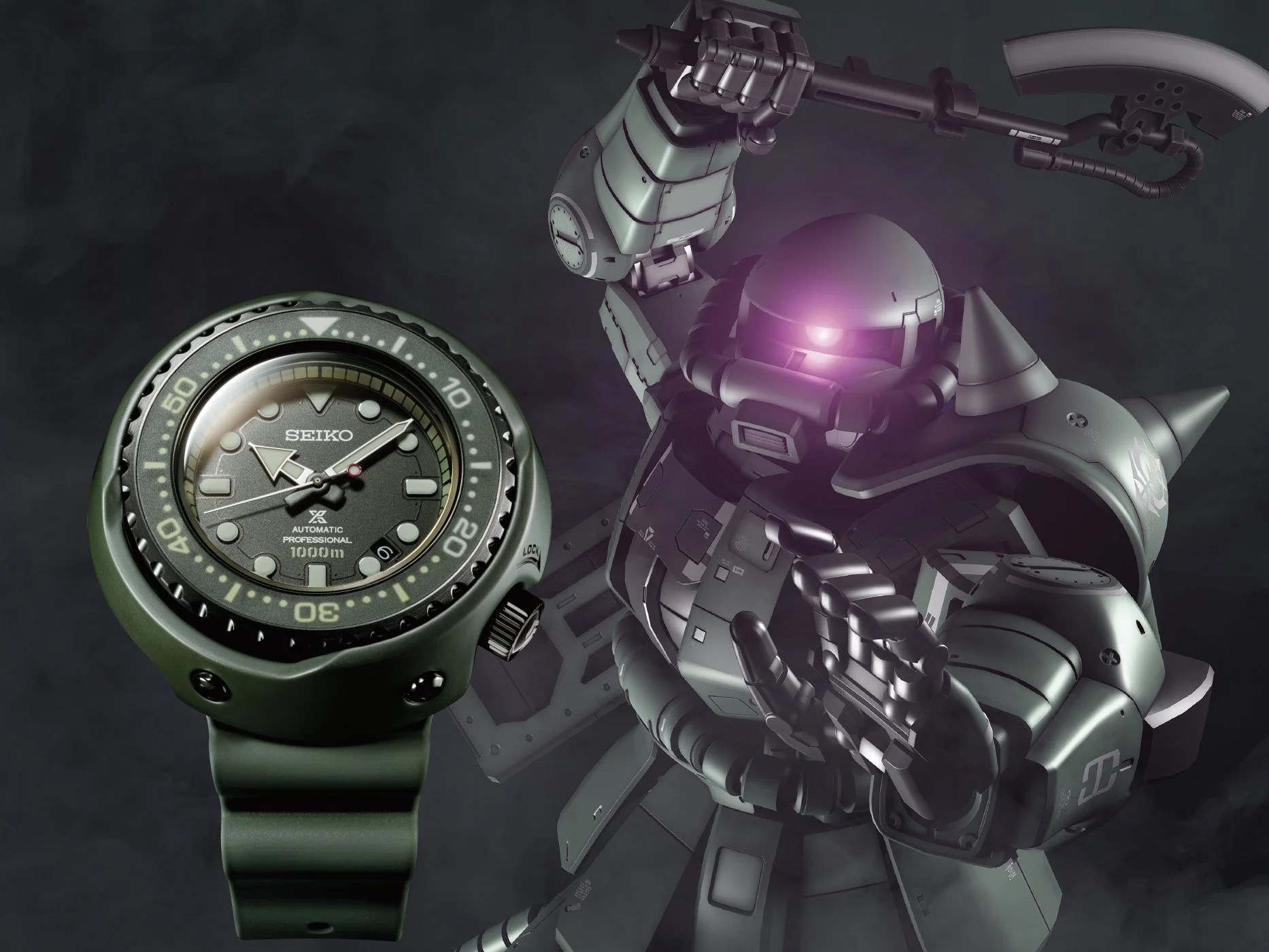 Seiko Prospex X Mobile Suit Gundam 40th Anniversary Zaku II Mechanical Automatic Professional 1000M Diver Tuna Can SLA029 - Image 4